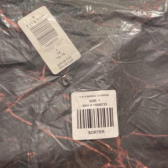 Torrid Size 1 Black Marble Everyday Fleece Hoodie NWT - Picture 7 of 7